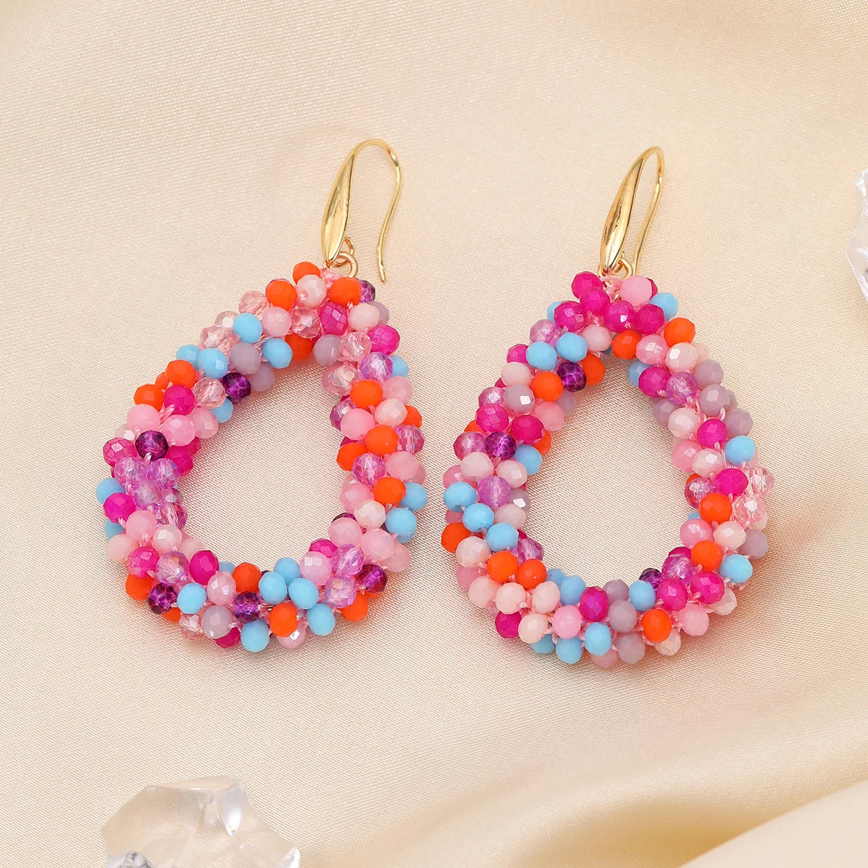 Mixed Color Big Drop Earrings for Women