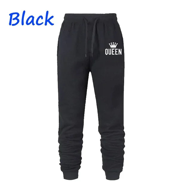 Queen Letter Printed Women Men Sweatpants Long Pants