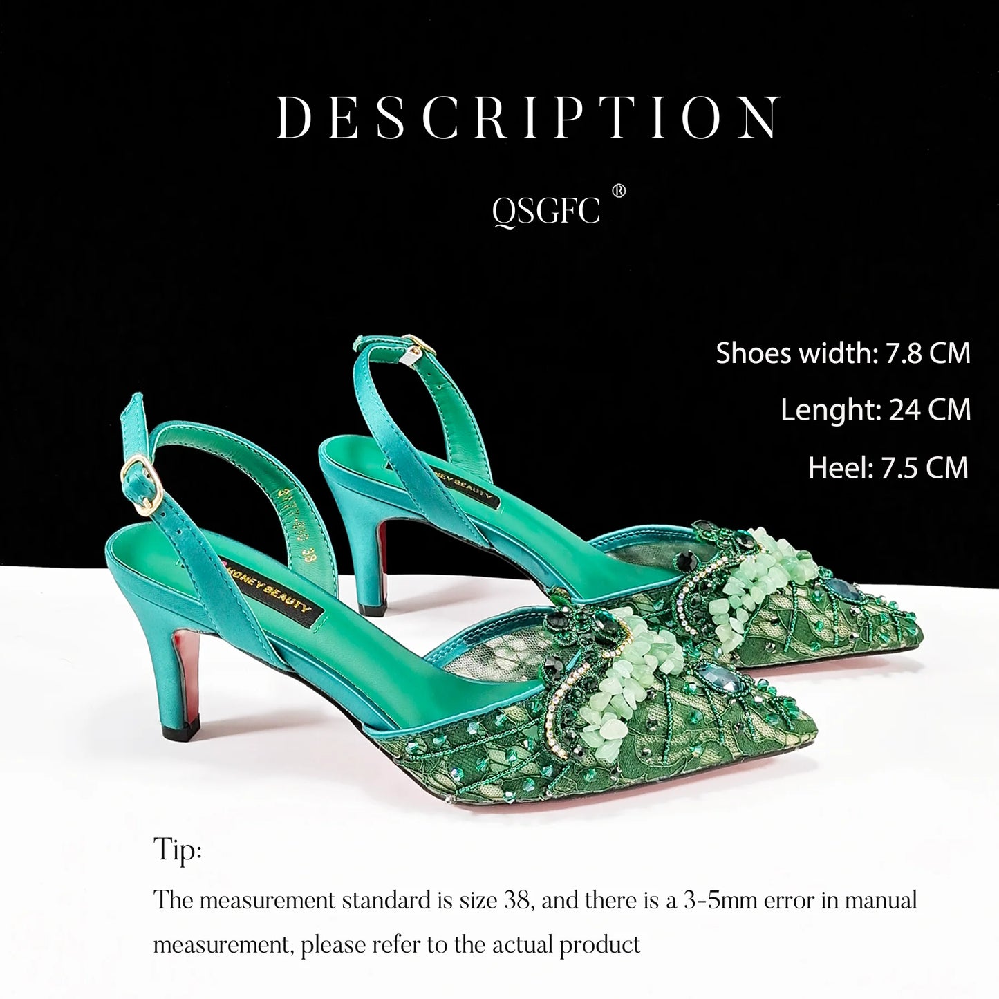 Elegant Women Heels Shoes And Bag Set Rhinestone with Coral Shoes