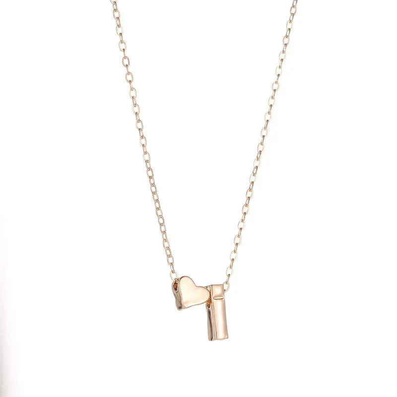Tiny Heart Dainty Initial Necklace For Women