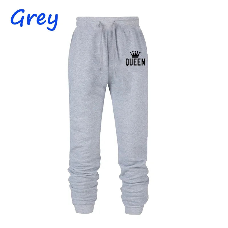 Queen Letter Printed Women Men Sweatpants Long Pants