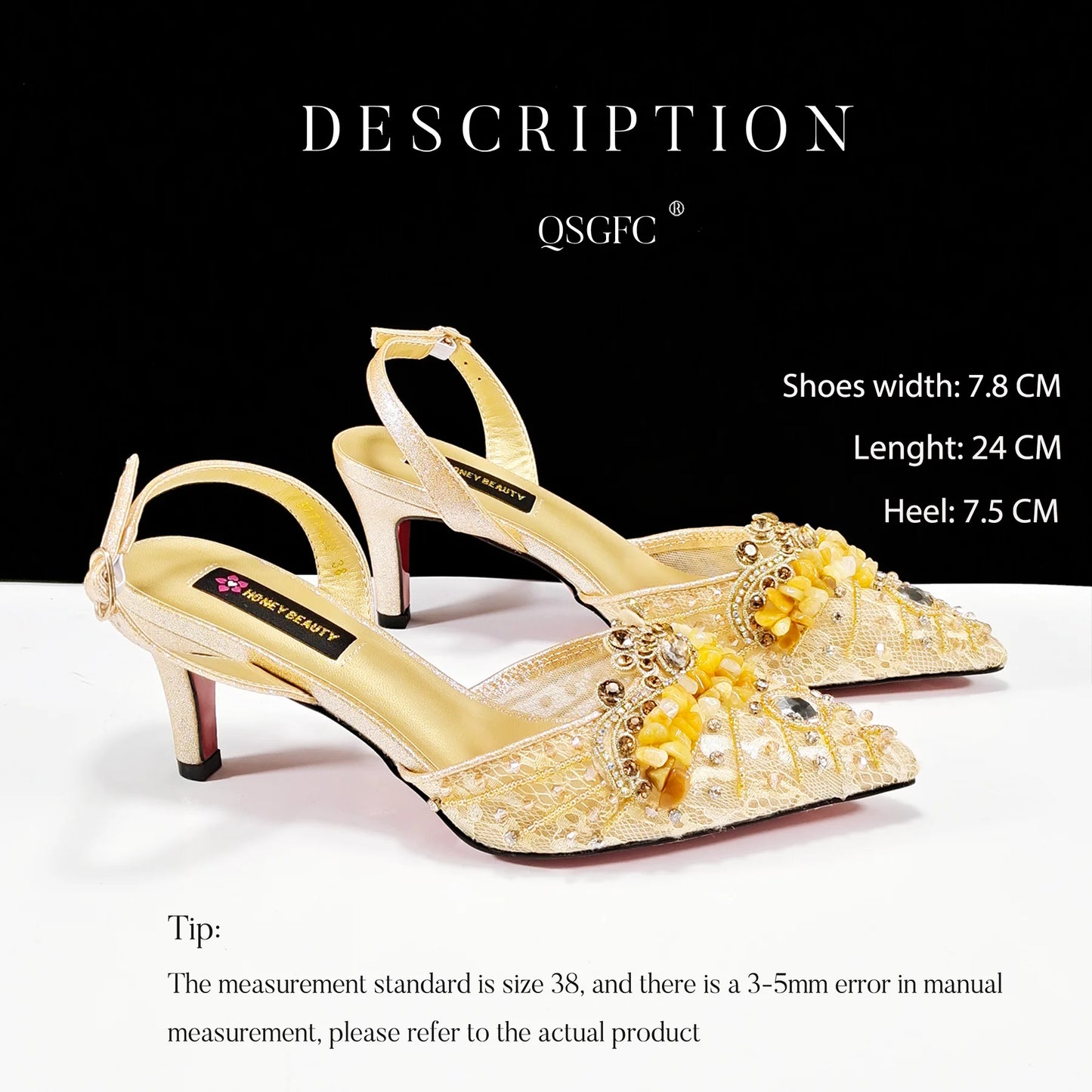 Elegant Women Heels Shoes And Bag Set Rhinestone with Coral Shoes