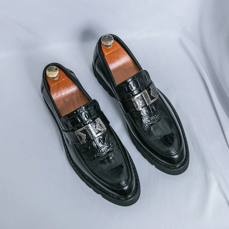 Men's Party and Business Loafers – Genuine Leather, Slip-On Dress Shoes, Black/Brown, EU 40–48