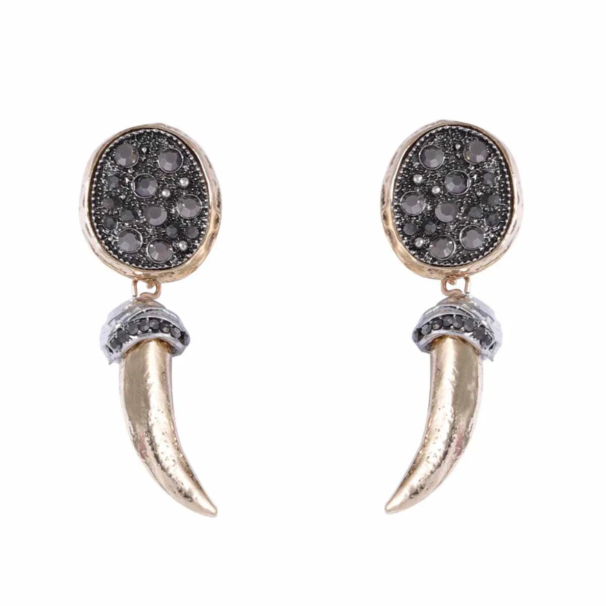Vintage Women Jewelry Metal Horn Dangle Earrings
