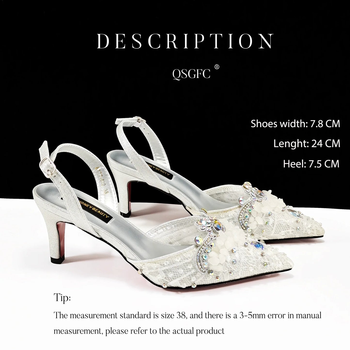 Elegant Women Heels Shoes And Bag Set Rhinestone with Coral Shoes