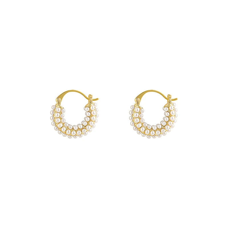 Women's Jewelry Design With Gold Color U-shaped Pearl Earrings