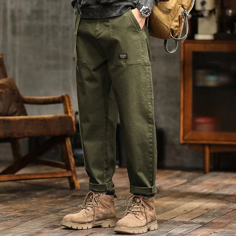 Cargo Pants Man Cotton Casual Loose Trouser