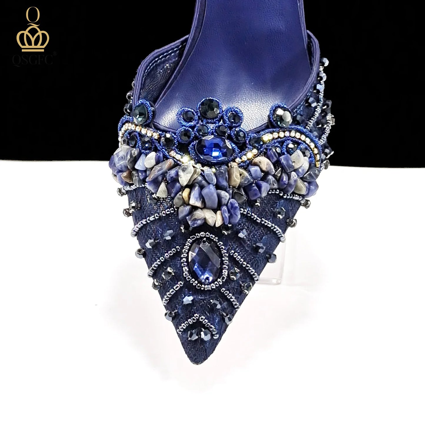 Elegant Women Heels Shoes And Bag Set Rhinestone with Coral Shoes