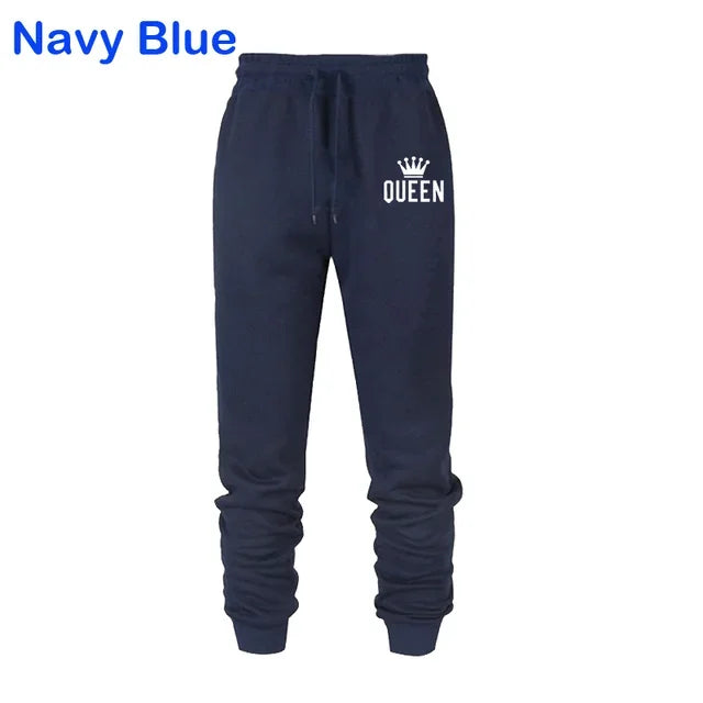 Queen Letter Printed Women Men Sweatpants Long Pants