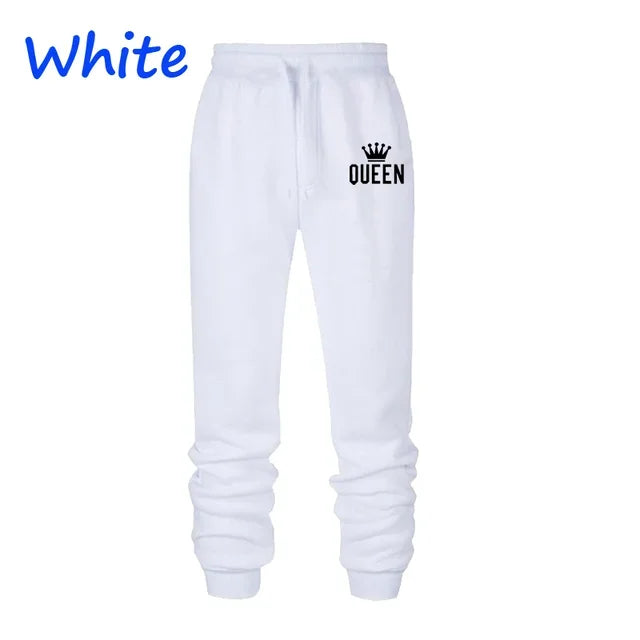 Queen Letter Printed Women Men Sweatpants Long Pants