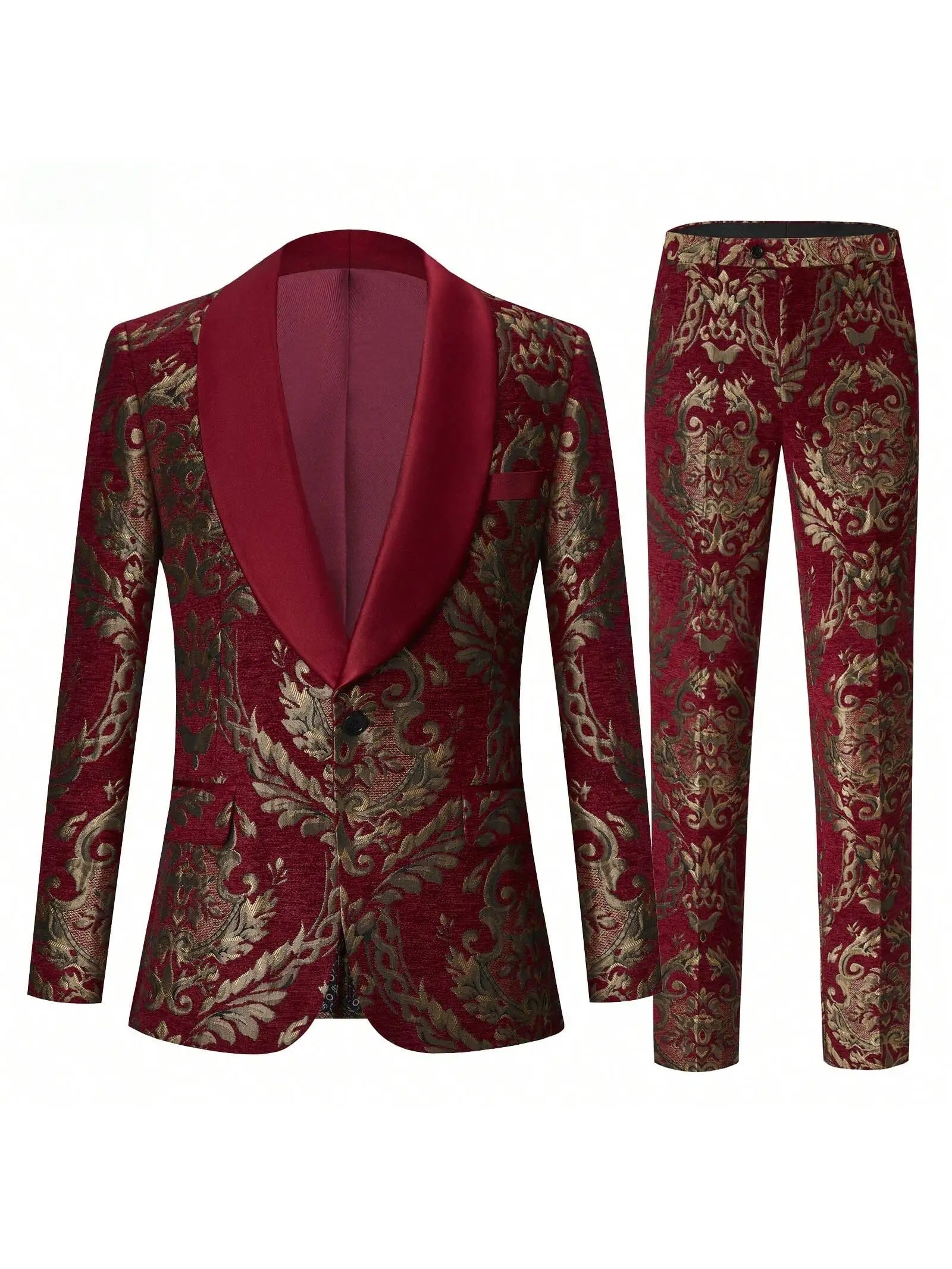 Mens Suit Jacquard Silm Tuxedo Suit