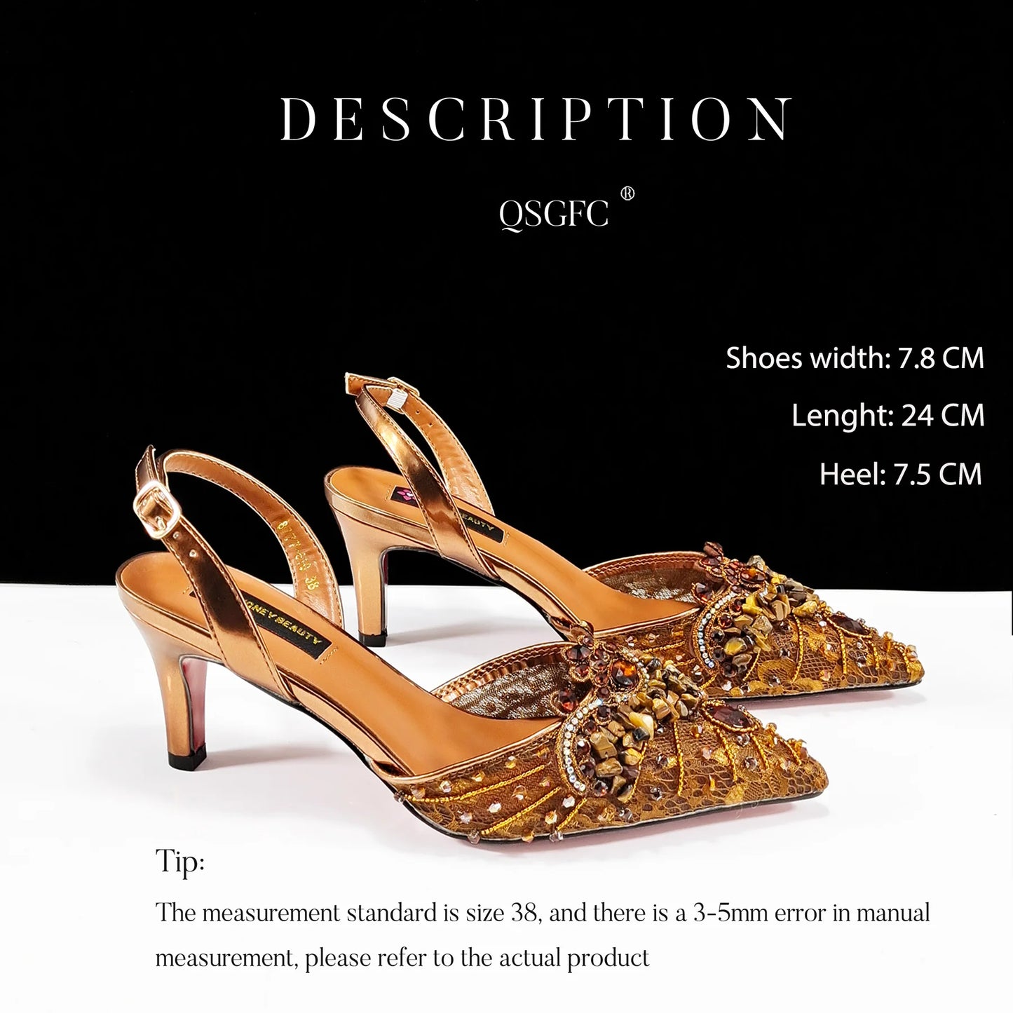 Elegant Women Heels Shoes And Bag Set Rhinestone with Coral Shoes