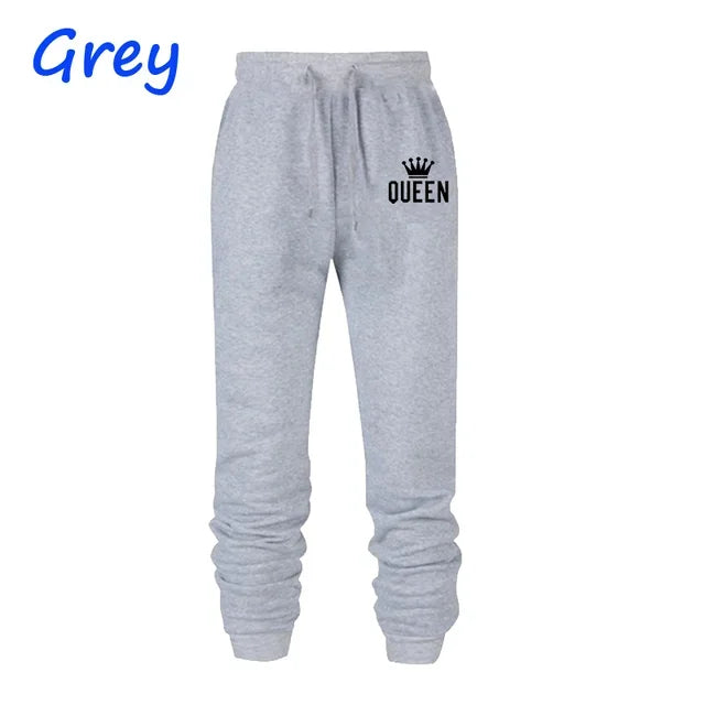 Queen Letter Printed Women Men Sweatpants Long Pants