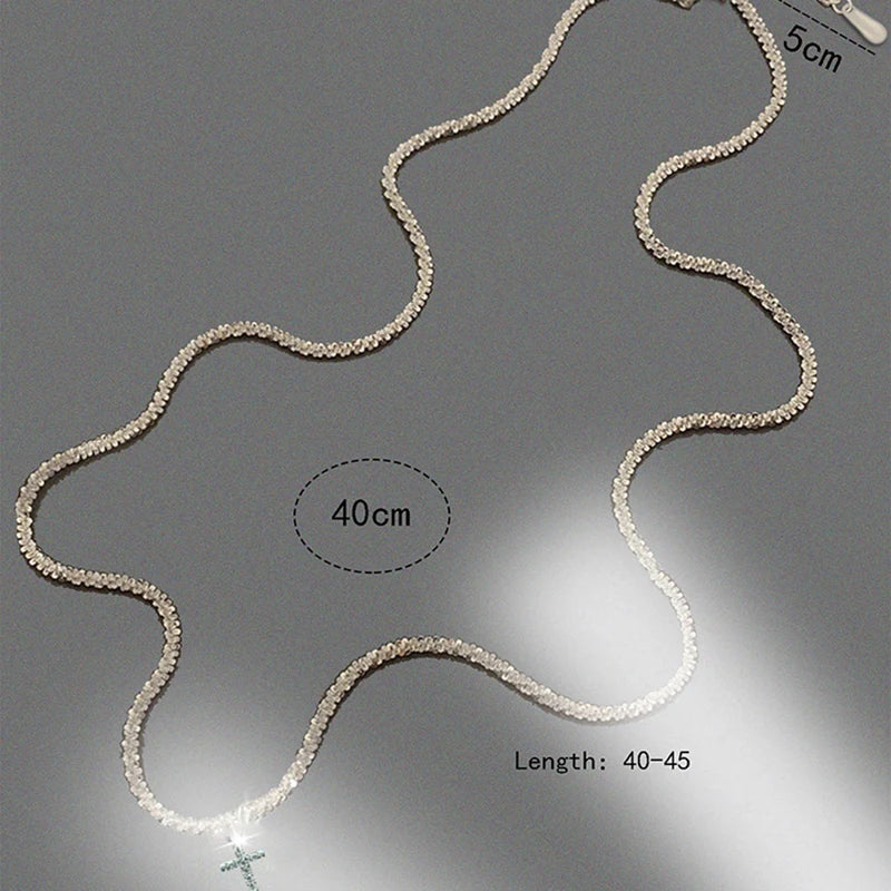 Sterling Silver Cross Zircon Necklace For Women