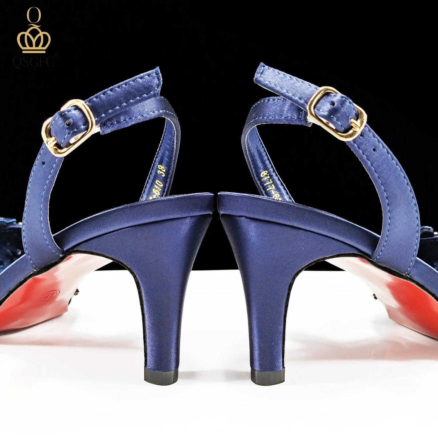 Elegant Women Heels Shoes And Bag Set Rhinestone with Coral Shoes