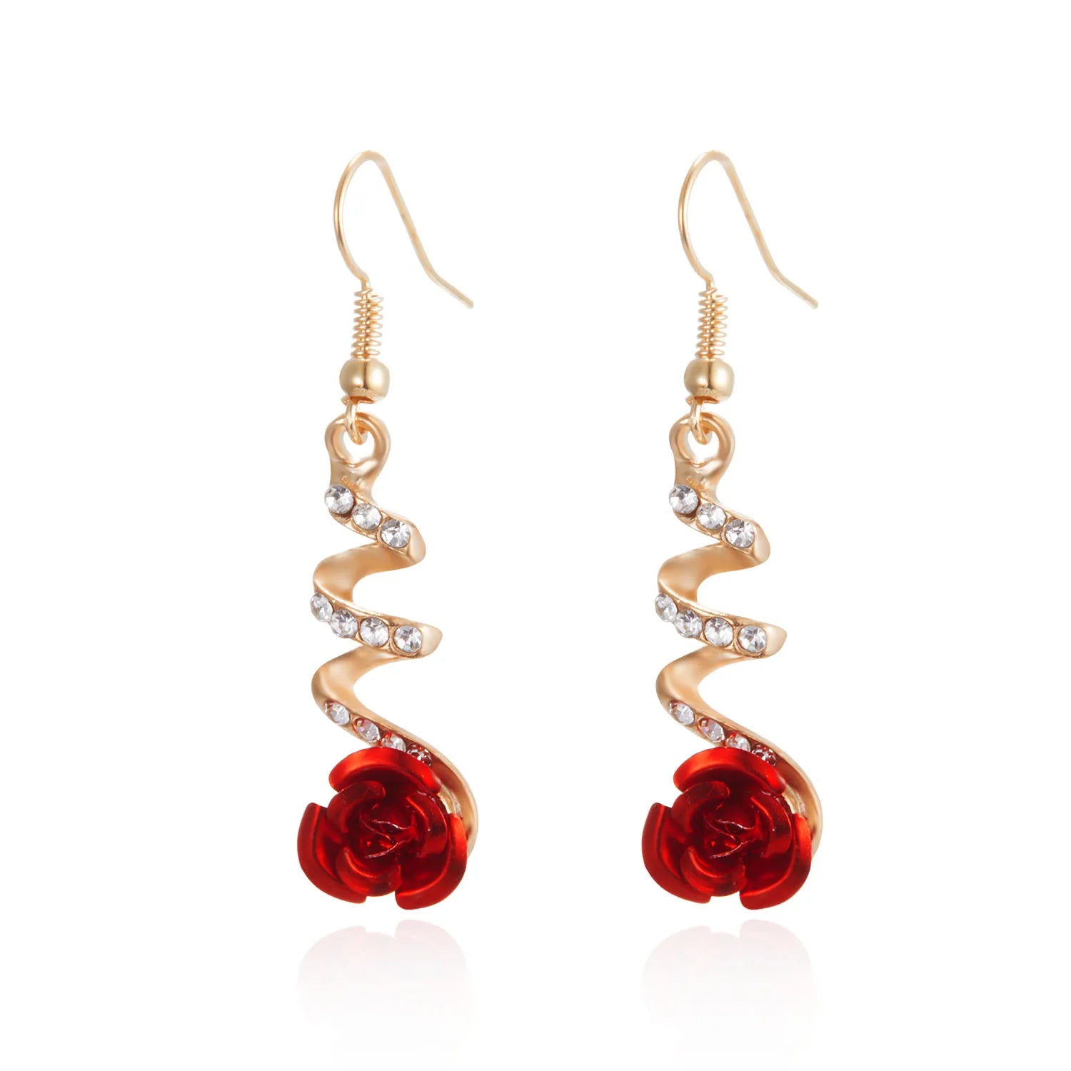 Classic Wine Red Flowers Tassel Earrings For Women
