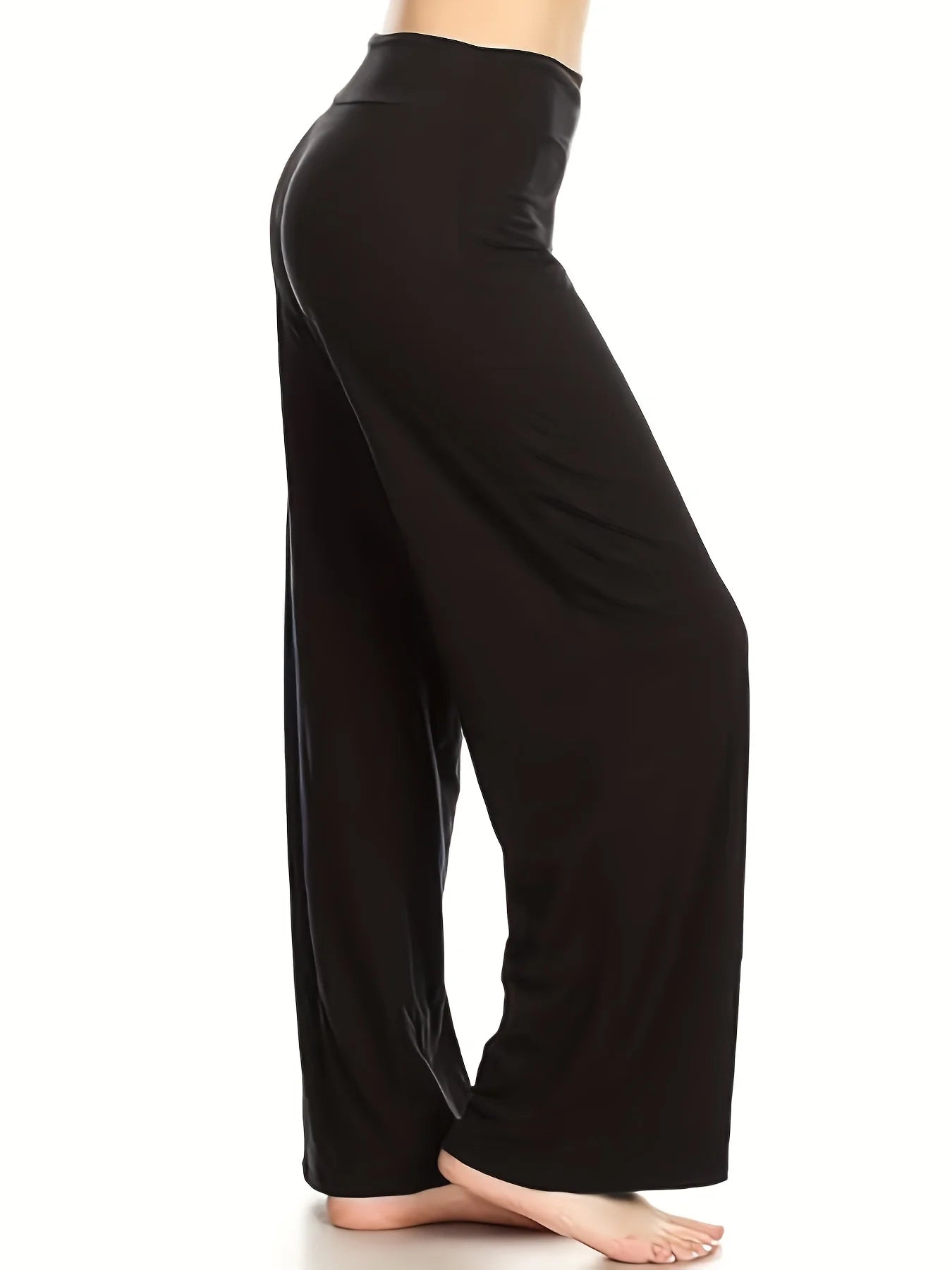 Spring and summer new women's plus size knitted fabric business formal style fashion solid color straight pants