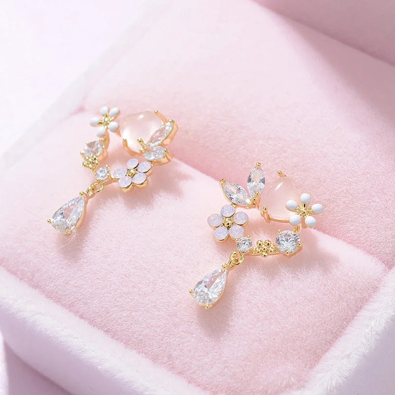 Pearl Moon Asymmetric Water Drop Earrings For Women