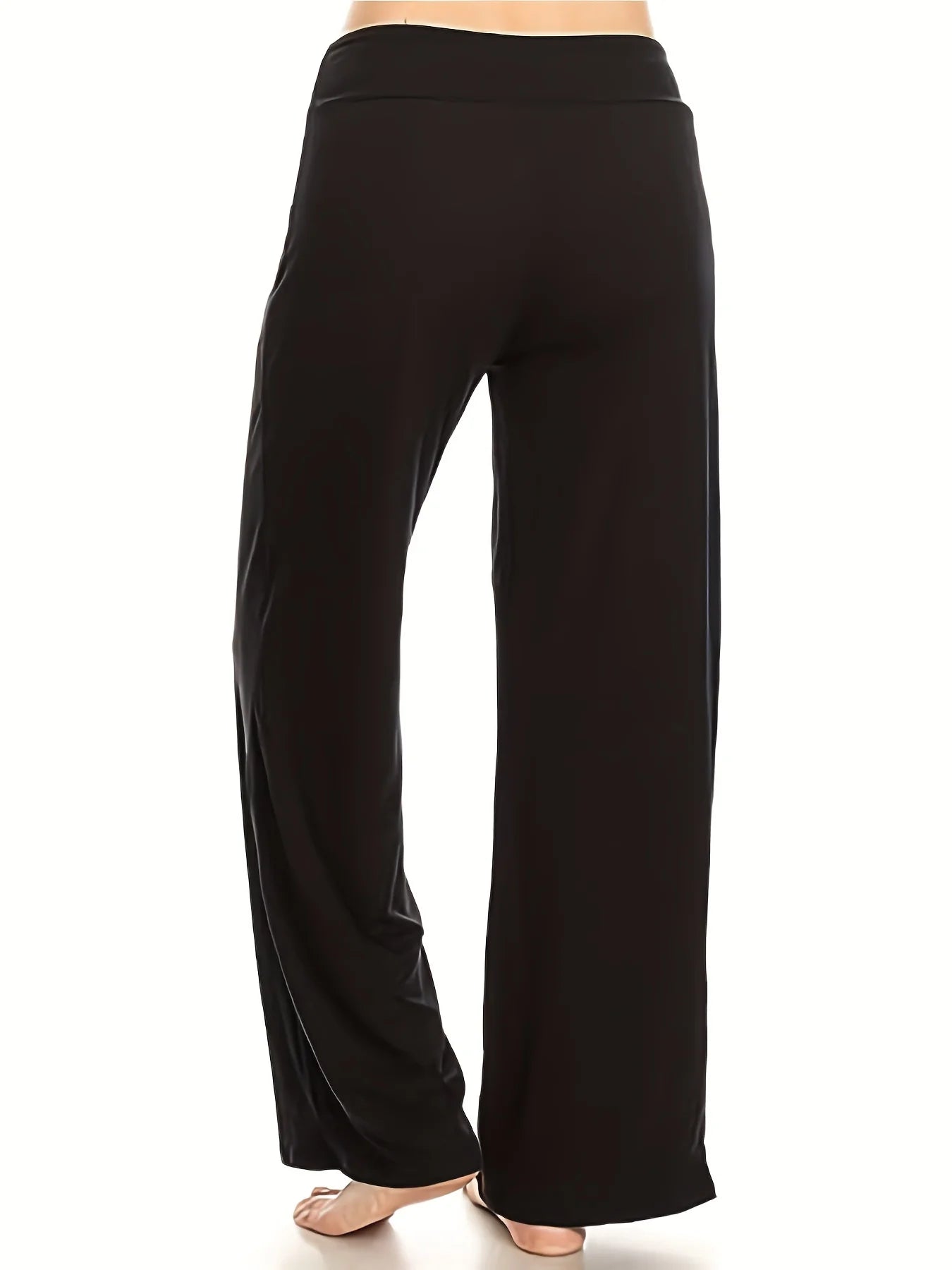 Spring and summer new women's plus size knitted fabric business formal style fashion solid color straight pants