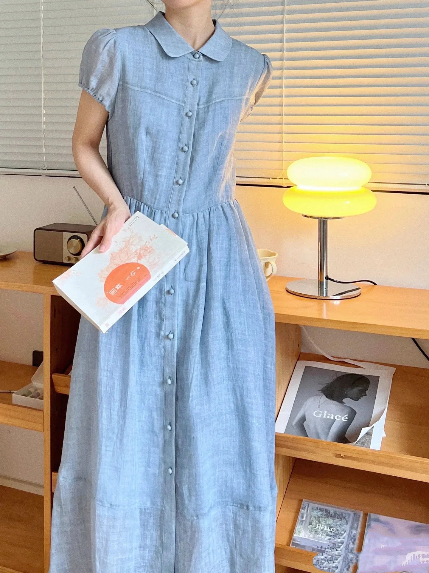 Summer elegant fitted solid color short sleeve dress