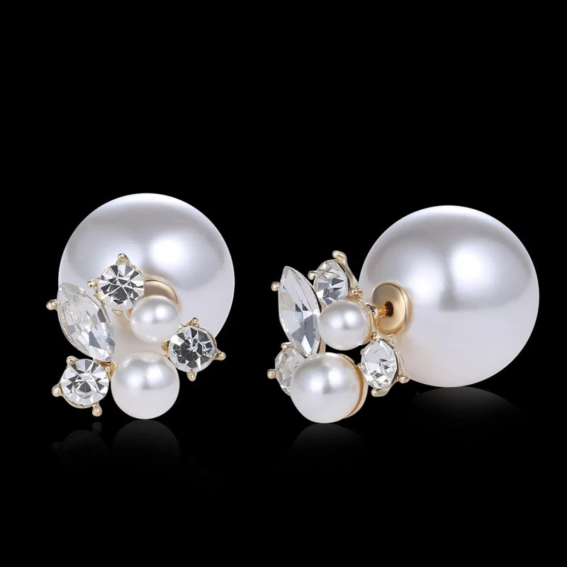Black Round Rhinestone Drop Earrings for Women