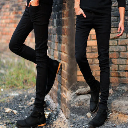 Men's Fashion Thin Double Zipper Skinny Jeans Men