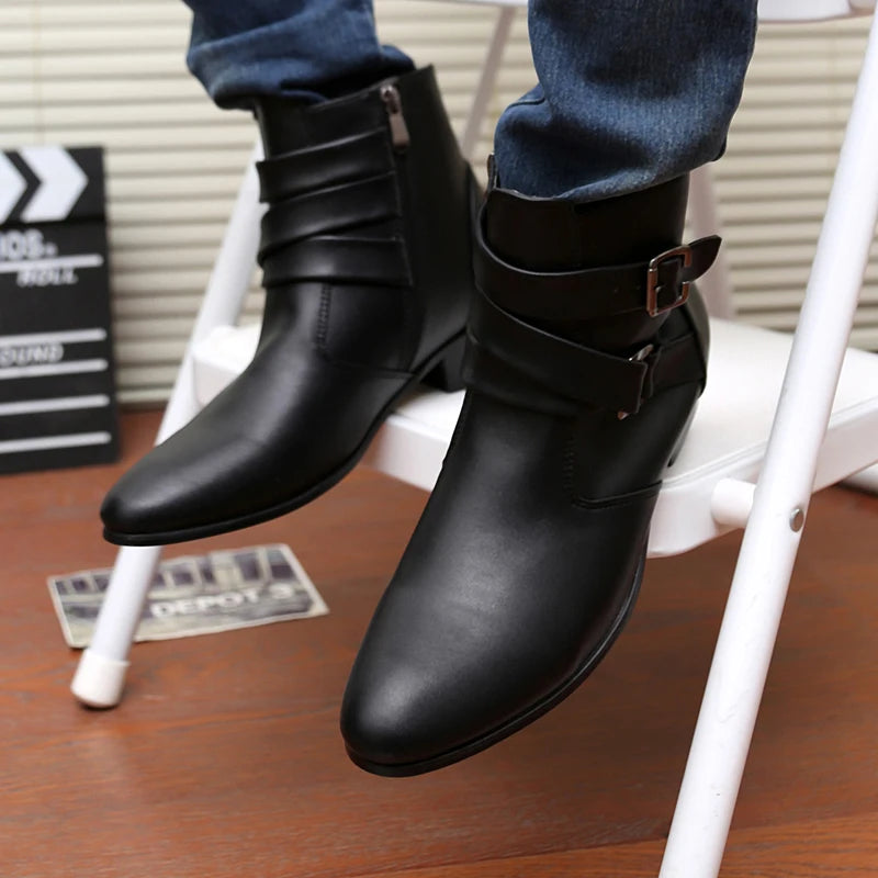 Men Fashion Toe Height Increase Boots