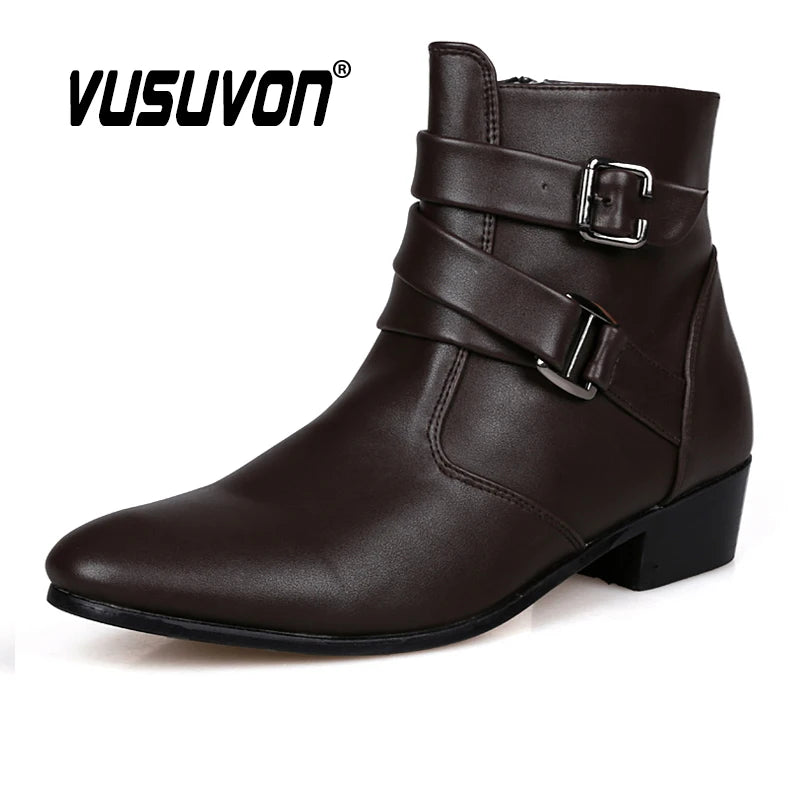 Men Fashion Toe Height Increase Boots