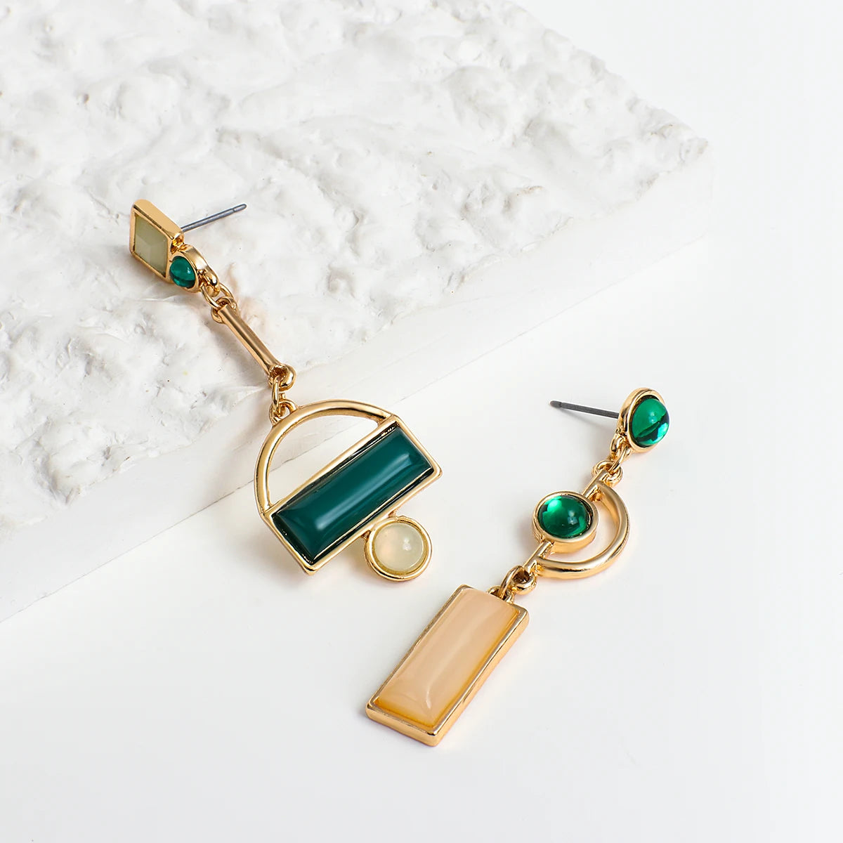 Asymmetry Irregular Enamel Geometric Drop Earrings for Women