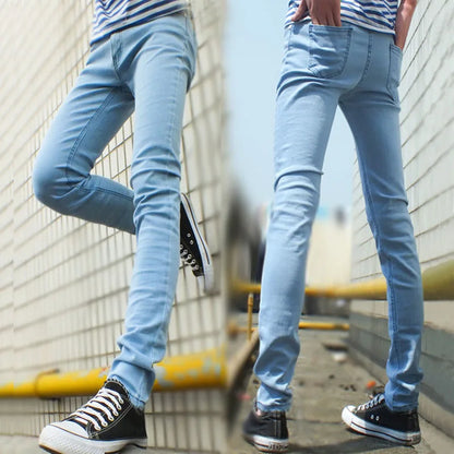 Men's Fashion Thin Double Zipper Skinny Jeans Men