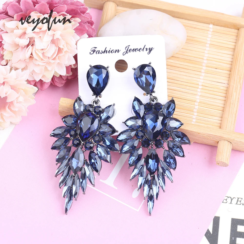 Luxury Crystal Dangle Earrings Geometry Drop Earrings For Woman