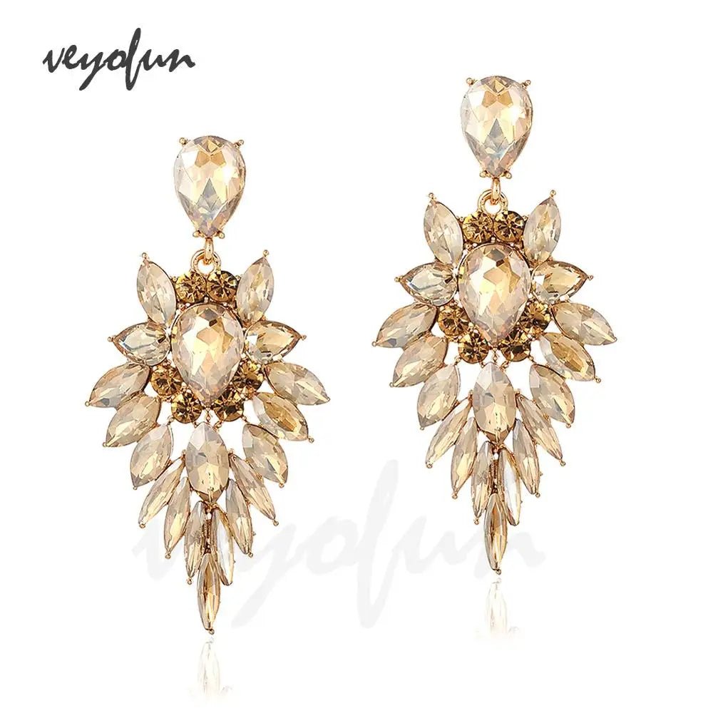 Luxury Crystal Dangle Earrings Geometry Drop Earrings For Woman