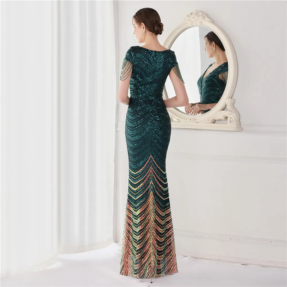 Elegant V Neck Mermaid Evening Dress Formal Dress