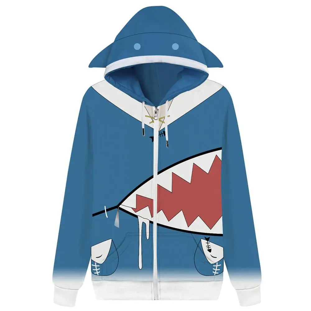 Hololive English VTuber Gawr Cosplay Gura Hoodie 3D Printed Sweatshirt
