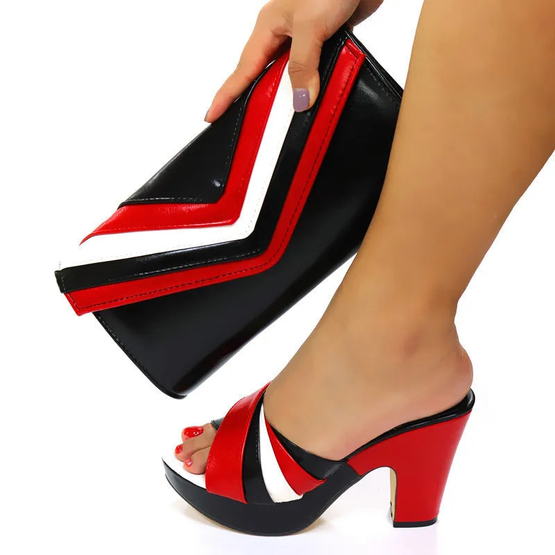 Shoes and Bags Matching Set Women Party Pumps High Heels