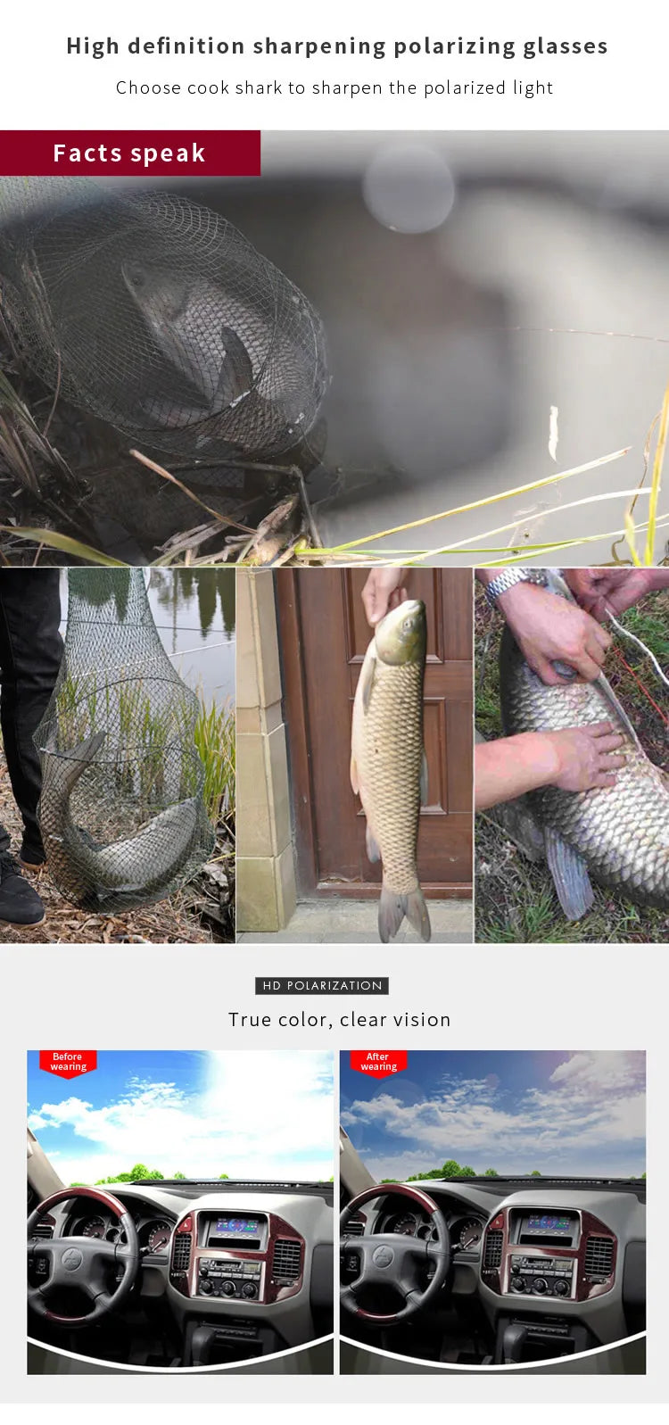 Cook Shark's new aluminum magnesium sunglasses men's sunglasses HD polarized driving drivers color glasses tide