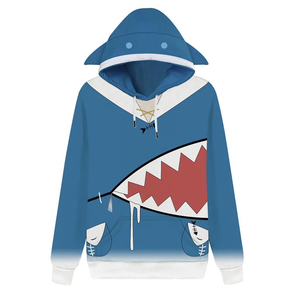 Hololive English VTuber Gawr Cosplay Gura Hoodie 3D Printed Sweatshirt