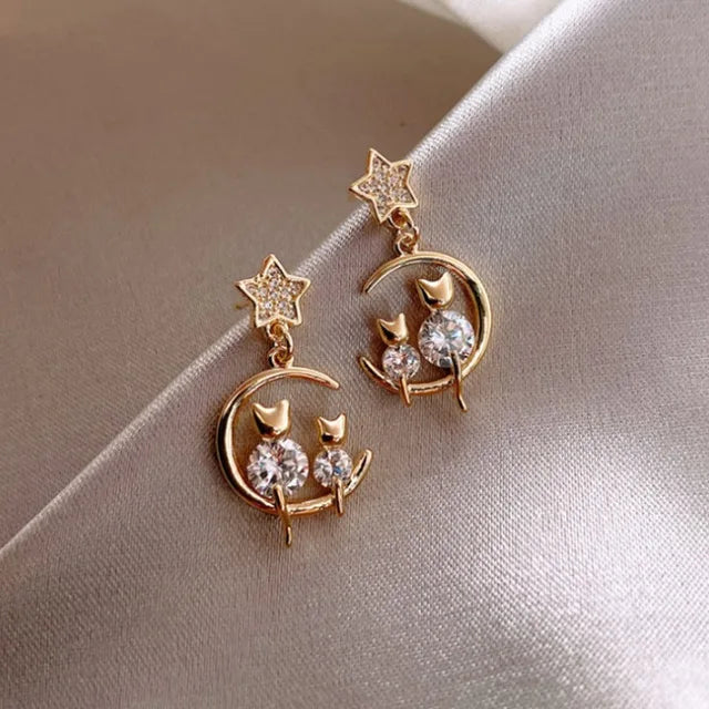 Trendy Round Simple Crystal Dangle Earrings For Women