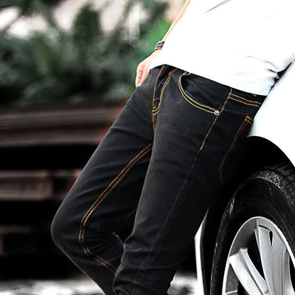 Men's Fashion Thin Double Zipper Skinny Jeans Men