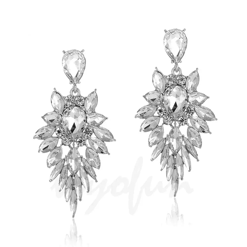 Luxury Crystal Dangle Earrings Geometry Drop Earrings For Woman