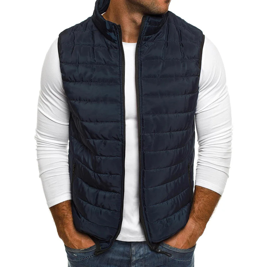 Aiwetin Herren Ärmellose Westen Jacken Winter Mode Herren Baumwollgepolsterte Westen Mäntel Herren Stehkragen Warme Westen Kleidung 5XL