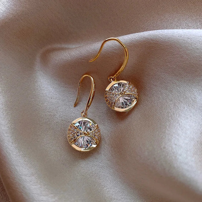 Trendy Round Simple Crystal Dangle Earrings For Women