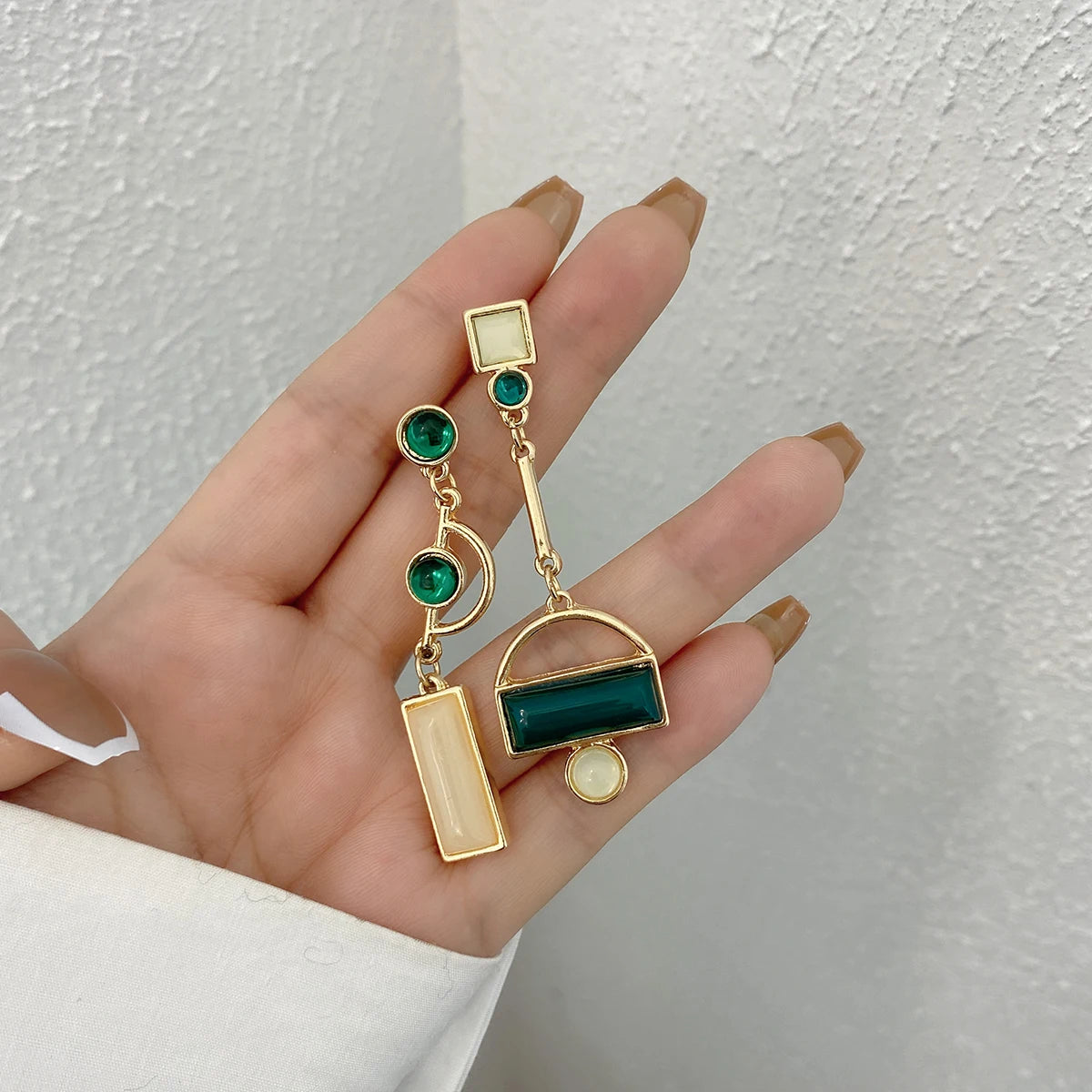 Asymmetry Irregular Enamel Geometric Drop Earrings for Women