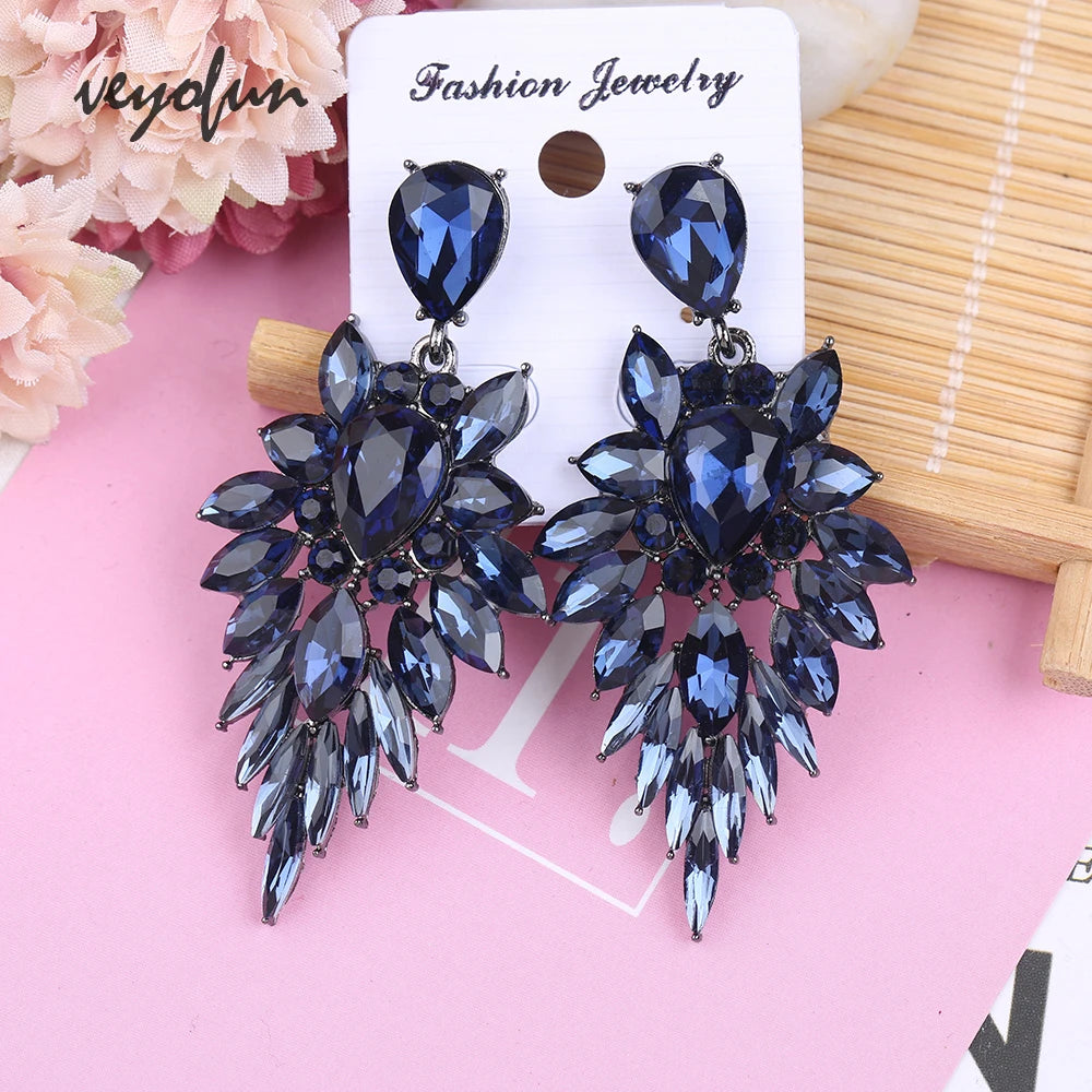 Luxury Crystal Dangle Earrings Geometry Drop Earrings For Woman