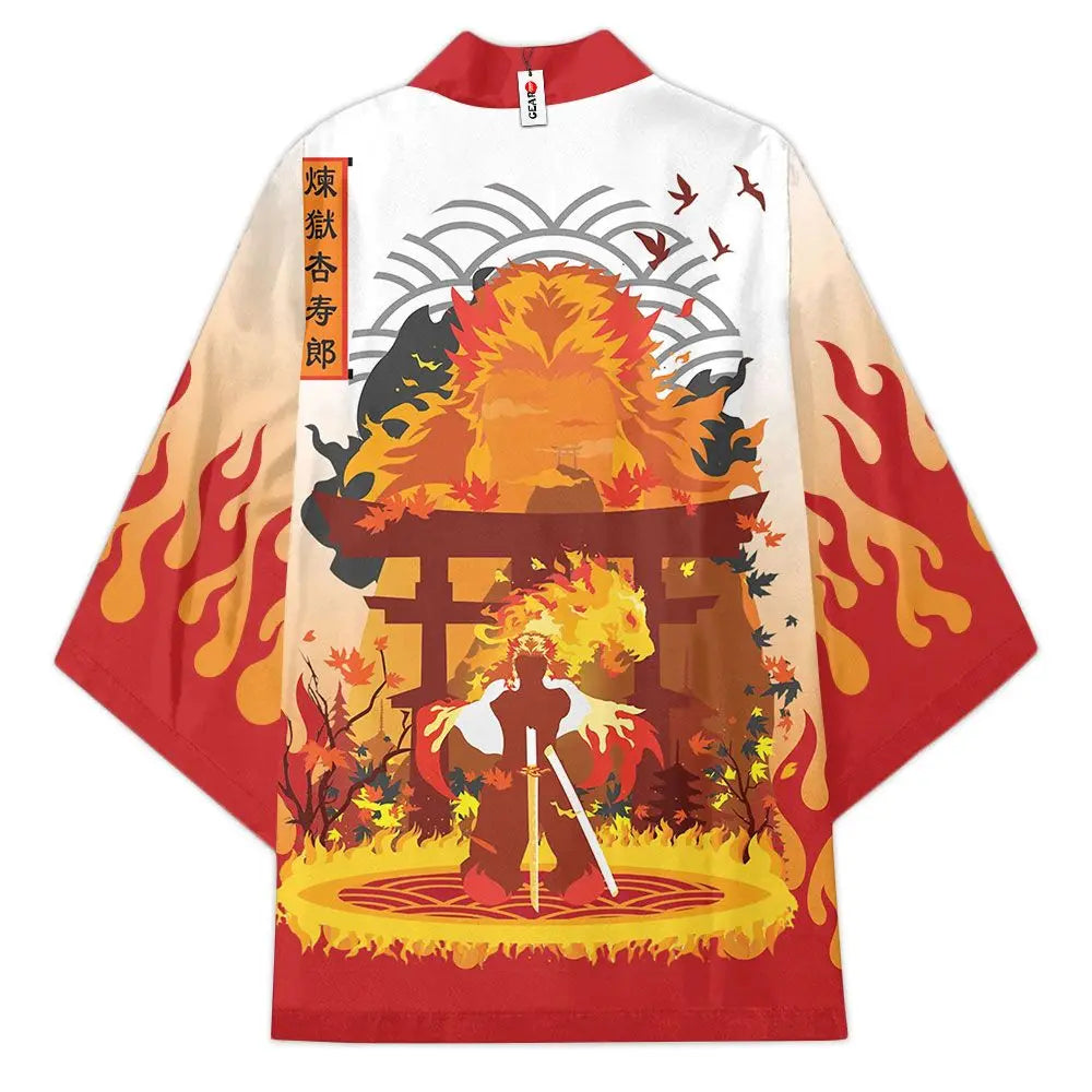 New Anime Demon Slayer Kisatsutai Rengoku Kyoujurou Cosplay Costumes Kimono Teens Cloak Jacket Cardigan Haori Pajama Bathrobe