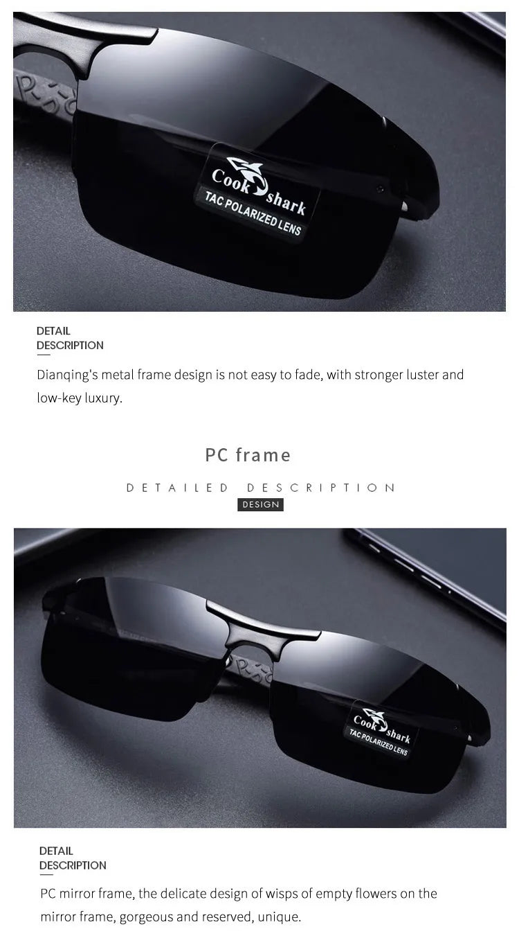 Cook Shark's new aluminum magnesium sunglasses men's sunglasses HD polarized driving drivers color glasses tide