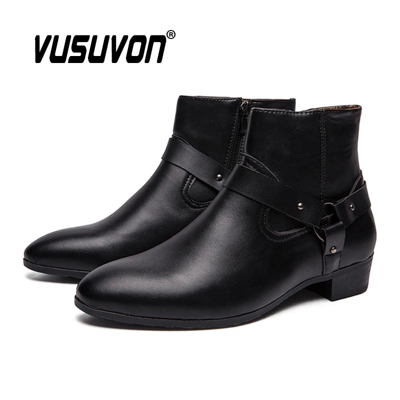 Men Fashion Toe Height Increase Boots