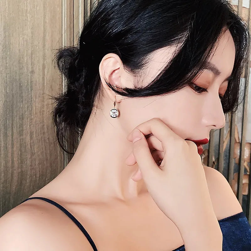 Trendy Round Simple Crystal Dangle Earrings For Women