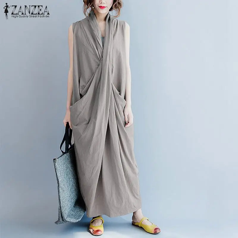 Oversize Asymmetrical Maxi Dress Summer Women's Sundress