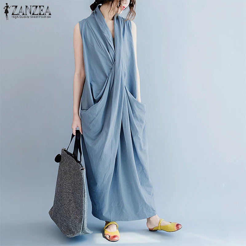 Oversize Asymmetrical Maxi Dress Summer Women's Sundress